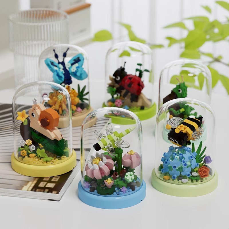 Chao Le Chuang 7423-7428 Insectos Construyendo Animales Abeja Mariposa Bloques de construcción Flor Juguetes para niños Compatible con Lego
