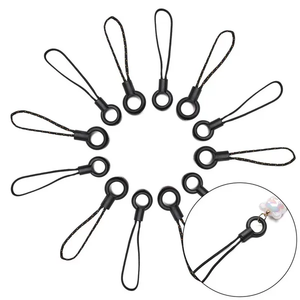 DIY Small Circle Mobile Phone Lanyard Accessories Thick Small Rope Head Black Rope Buckle Mobile Phone Case Jewelry Hanging Chain Manufacturer Wholesale