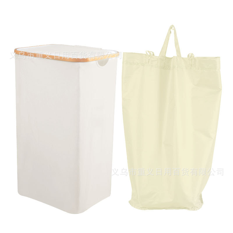Canasta de lavandería plegable de bambú transfronteriza Canasta de almacenamiento de gran capacidad con tapa y bolsa interior Canasta de almacenamiento de canasta de lavandería a prueba de polvo