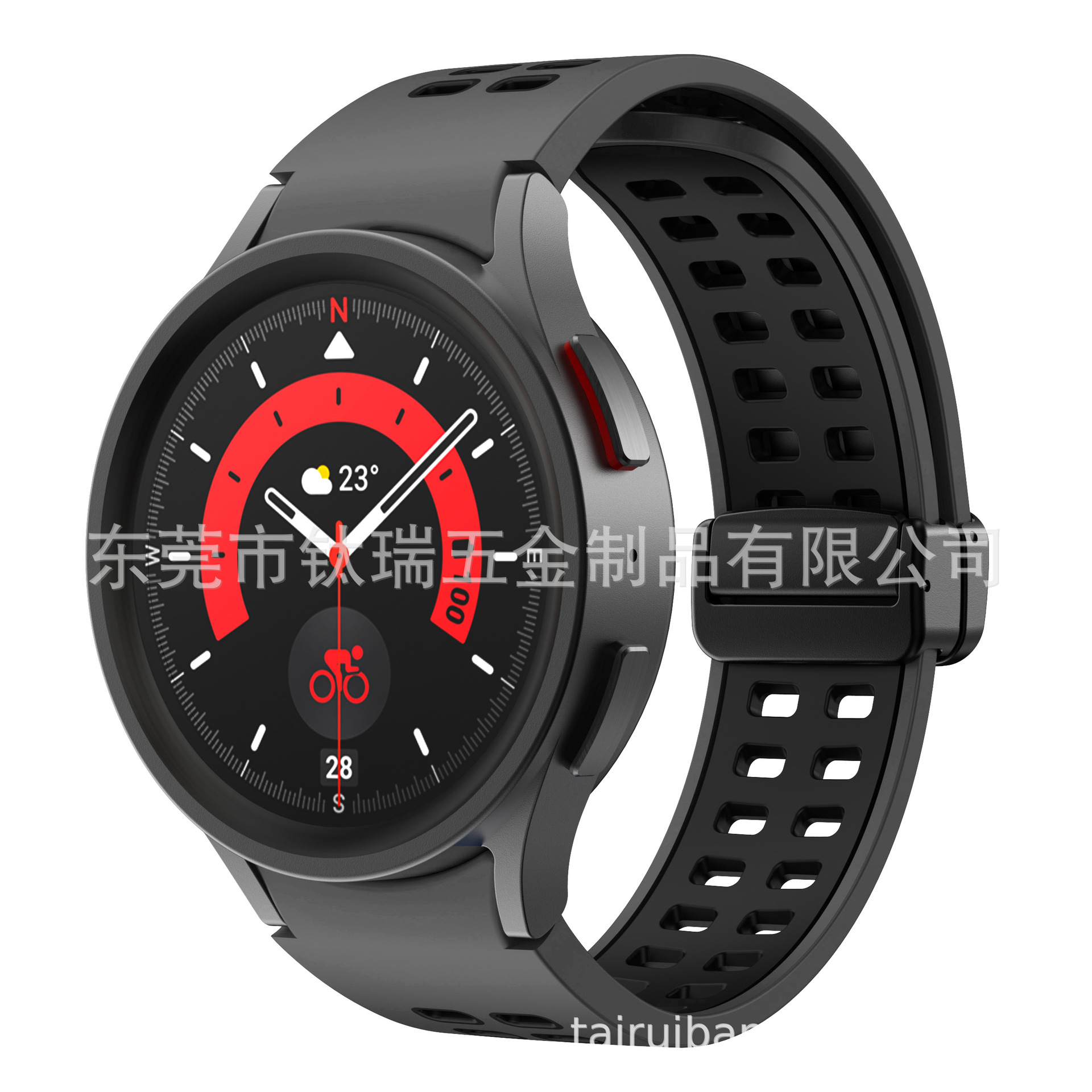 Aplicable a Samsung Galaxy watch6/5/4 correa de silicona de dos colores watch5pro hebilla plegable magnética universal