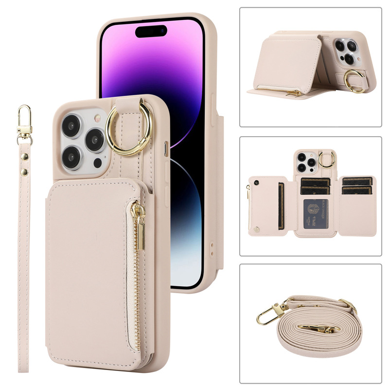 European and American New iPhone16 Wallet Phone Case Anti-theft Brush Apple 15Promax Phone Holder