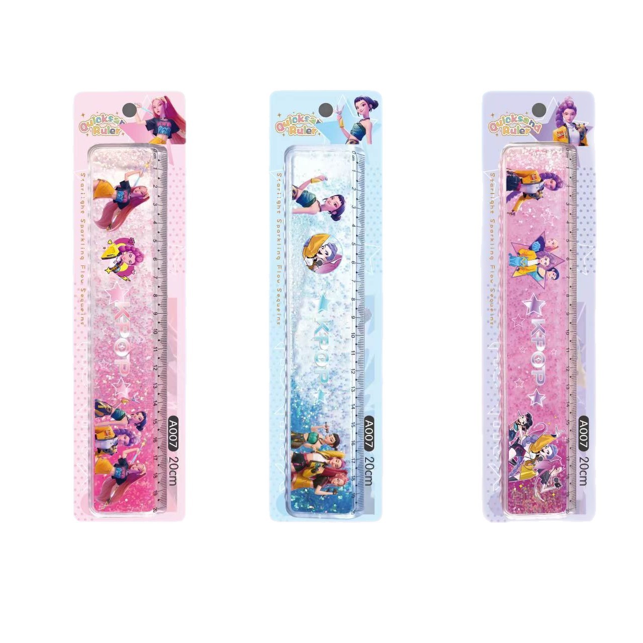 Cazadora de brujas de dibujos animados reglas de arena movida ondas lindas en aceite 20cm reglas de arena movida transparente estudiantes de papelería