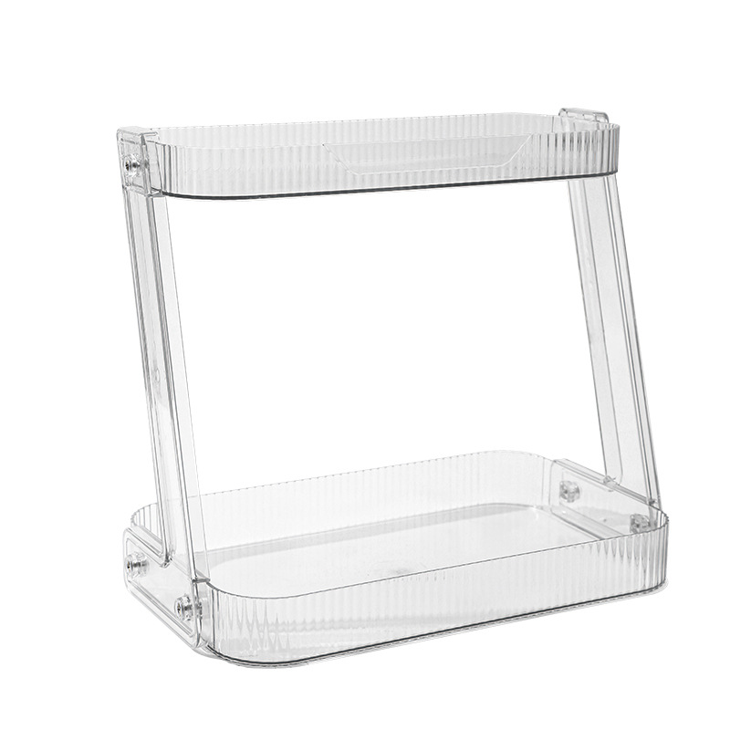 [Estante de almacenamiento de doble capa engrosado] cocina de lujo ligera estante de almacenamiento de escritorio transparente estante de almacenamiento de cosméticos multifuncional