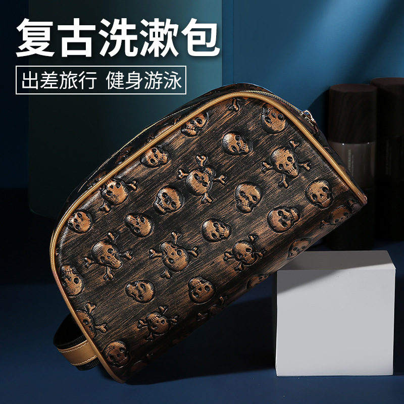 Bolsa de lavado de viaje para hombres portátil impermeable portátil retro de alta calidad de gran capacidad de suministros de baño bolsa de almacenamiento de lavado