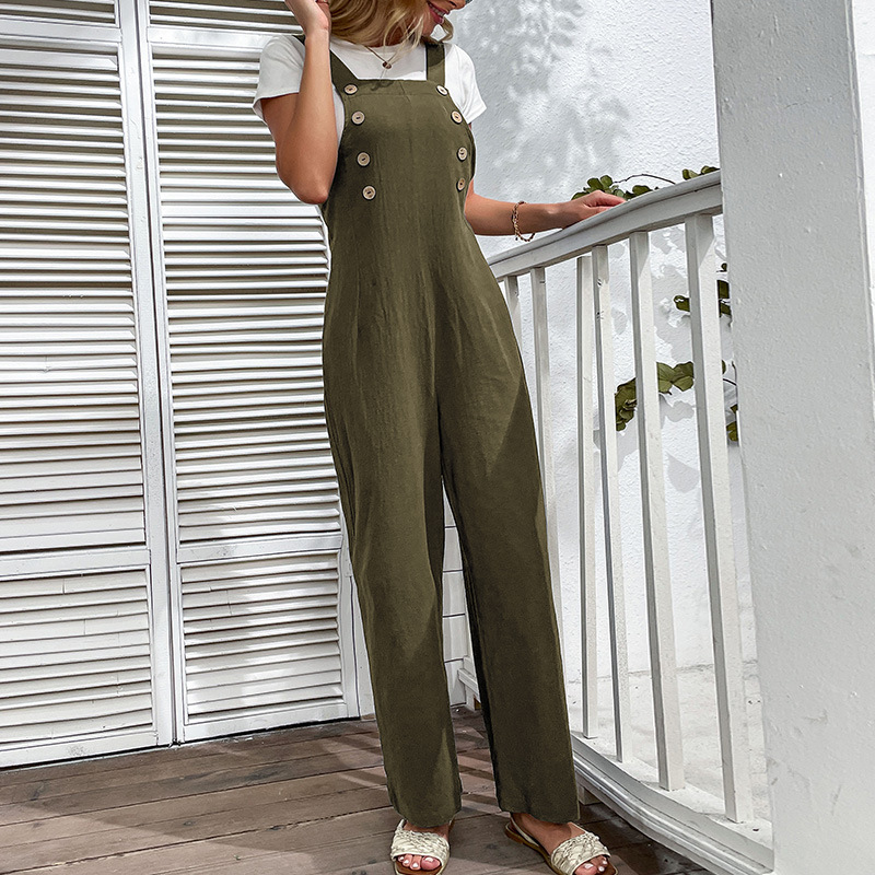 Einfarbige, lässige, gerade Hosen-Overalls_voghion.com