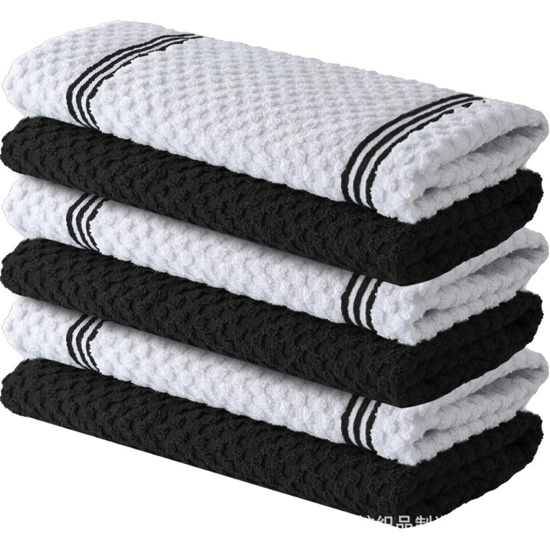 Cross-Border Amazon Best-Selling Kitchen Towel Soft and Absorbent Pure Cotton Waffle Square Towel Does Not Shed Hair Dropshipping