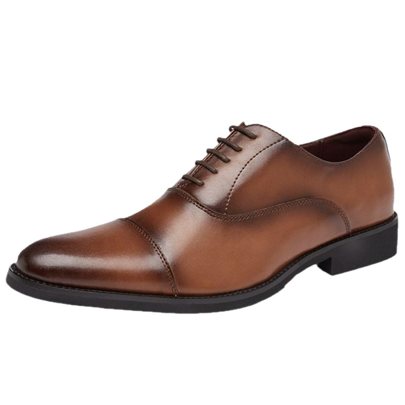2025 primavera y otoño tres juntas zapatos de cuero para hombres antideslizantes ropa formal de negocios transpirable con cordones zapatos de cuero para hombres jóvenes todo fósforo