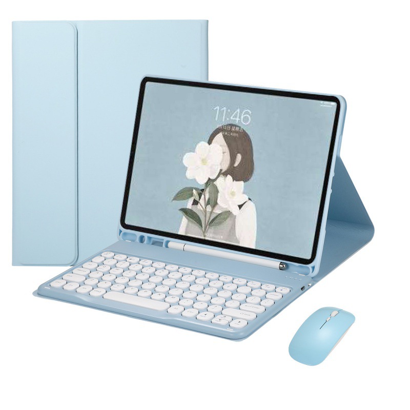 適用三星S9U觸控藍牙鍵盤筆槽皮套A8圓鍵帽2022 S6l