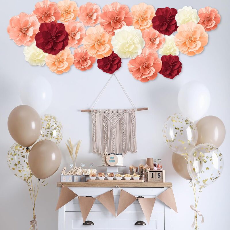 色のしわの紙の花は厚くて立体の紙の花の芸のしわの紙の誕生日の結婚式のテーマのパーティーのウェディングルームは装飾を配置します。|undefined