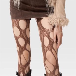 Spring and Summer 2024 New Irregular Hole Personality Punk Fishnet Stockings Cool Spicy Bottoming Pantyhose Trendy Stockings Thin Silk Stockings