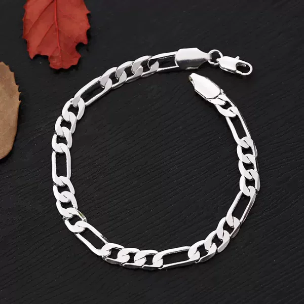 Cross-Border Amazon Men's Bracelet Bracelet Silver Jewelry Three-To-One Chain Silver-Plated Bracelet Bracelet Niche High-End