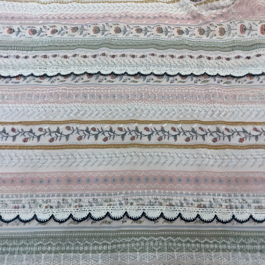手工车花边民族风小碎花印染布料韩版童装女装连衣裙面料批发
