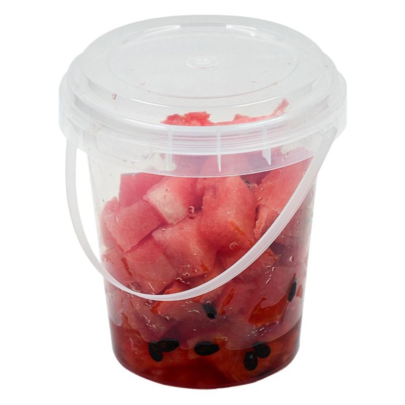 1000ml Cubo de fruta portátil con orificio 500ml Cubo de plástico transparente de calidad alimentaria 700ml hielo en polvo envasado leche taza de té