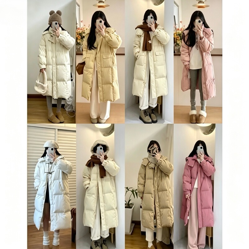 Korean Style down Jacket for Women, High-End Mid-Length Over-The-Knee White Duck down Winter Clothing, Thickened Warm Bread Jacket for Women Wholesale Korean Style down Jacket for Women, High-End Mid-Length Over-The-Knee White Duck down Winter Clothing, Thickened Warm Bread Jacket for Women Wholesale