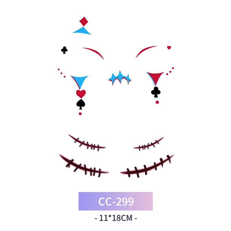 Transfronterizo en stock al por mayor de halloween colorido mariposa tatuaje pegatinas simulación sangrienta cicatriz pegatinas divertidas pegatinas impermeables