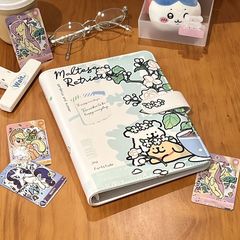 線條小狗梔子花PU皮質A5四宮格卡冊可愛高顏值防水追星愛豆收納冊