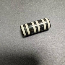 天然黑玛瑙桶珠散珠diy串珠配饰 西亚原矿黑玛瑙手链项22x8mm黑白