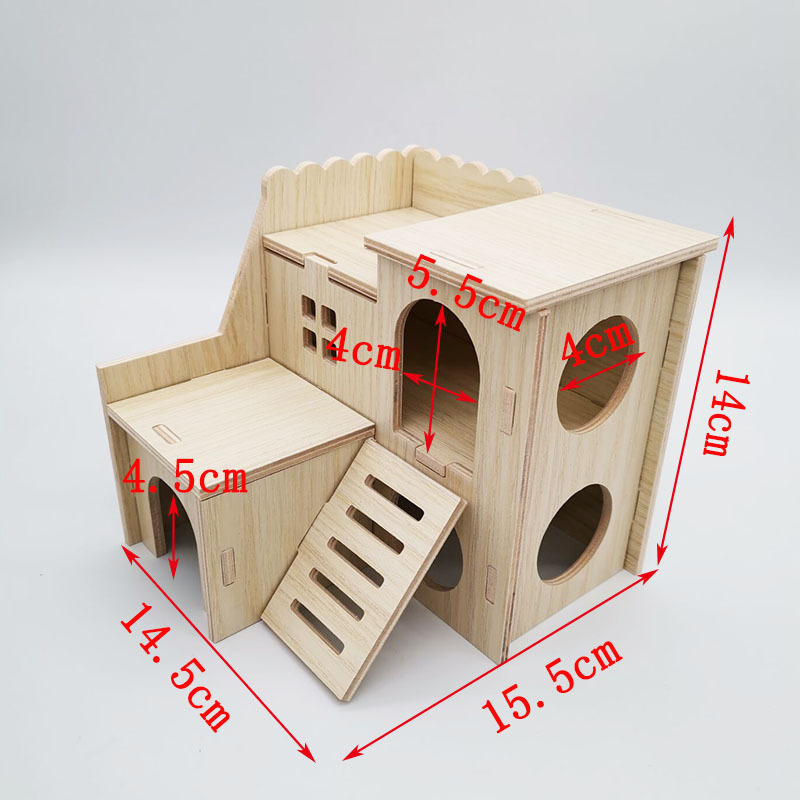 Hámster de madera suministros paisajismo hámster nido mini muebles decoración Villa madera maciza pequeña casa otoño