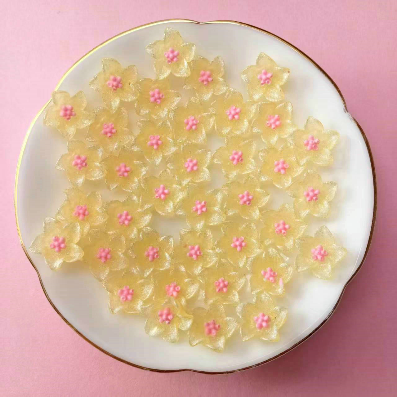 夜光百合花树脂平底钻美甲饰品diy饰品配件批发亚马逊货源_1