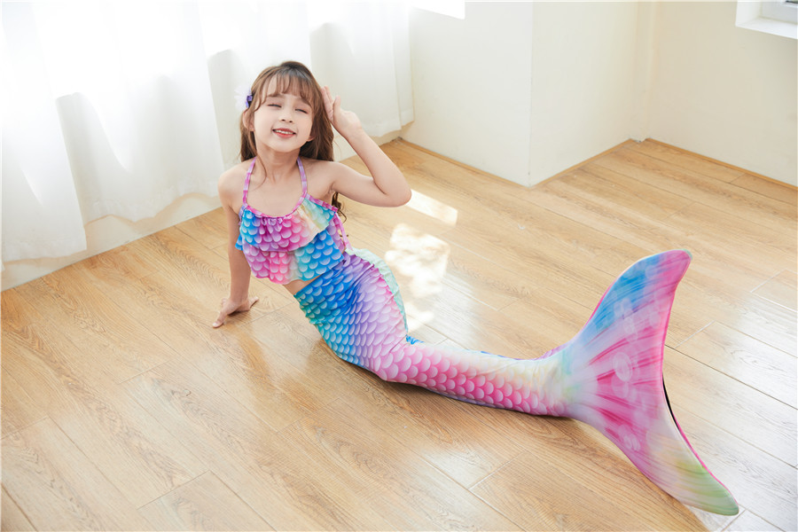 Girl's Cartoon Style Mermaid Polyester Bikinis 3 Piece Set display picture 29