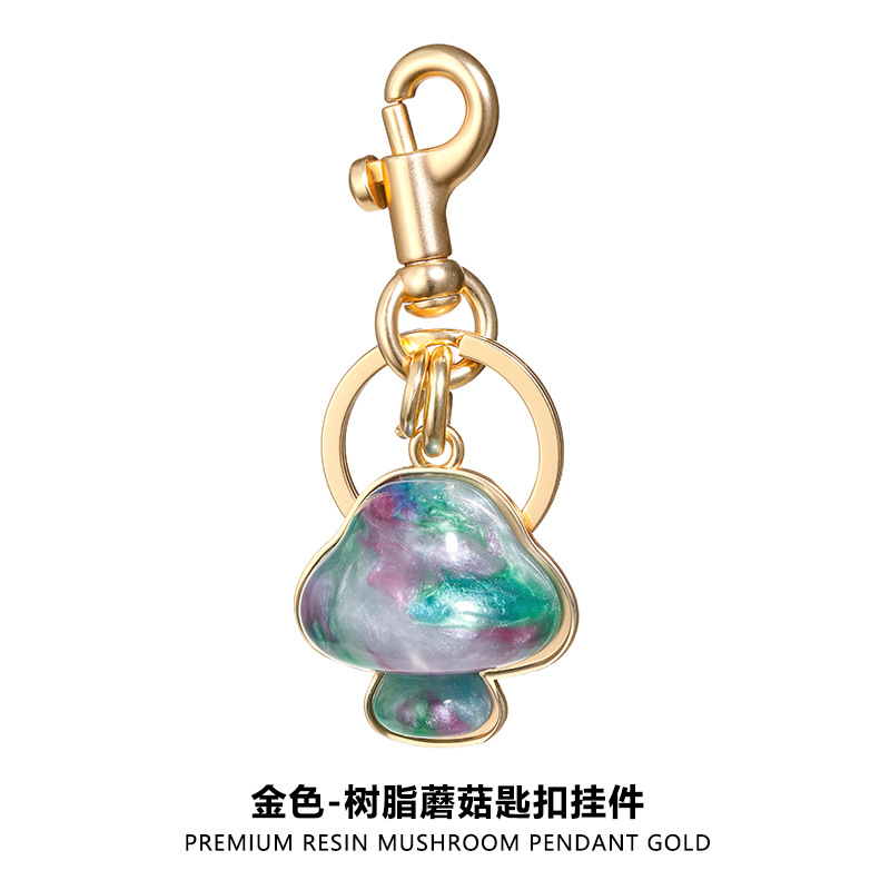 SP-162 고급 수지 버섯 골드 키체인 펜던트