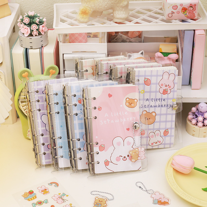 Pvc手帳卸売り森木かわいいノート少女取り外し可能なバインダー横線メッシュ内ページ日記本|undefined