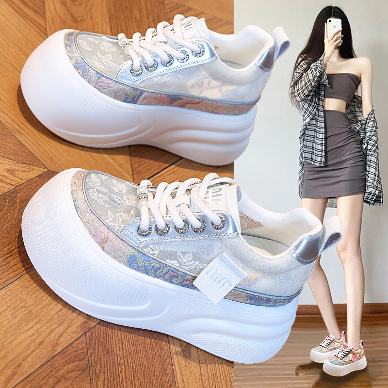 Summer Lace Mesh Breathable White Shoes Women's 2025 New Casual Flat Shoes Mesh Shoes