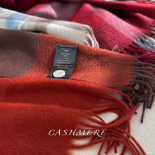 高阶棕红-Cashmere100%羊绒围巾英伦风高级感格纹围脖流苏女冬季