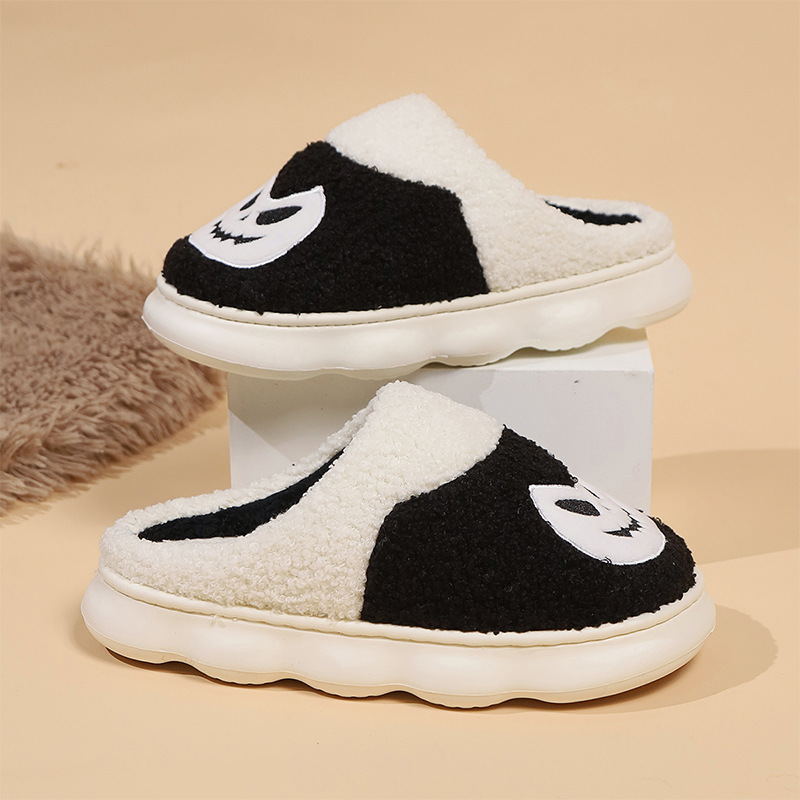 Pantofole divertenti di zucca di Halloween per le donne con fondo spesso invernale per la casa al coperto antiscivolo per la casa_voghion.com