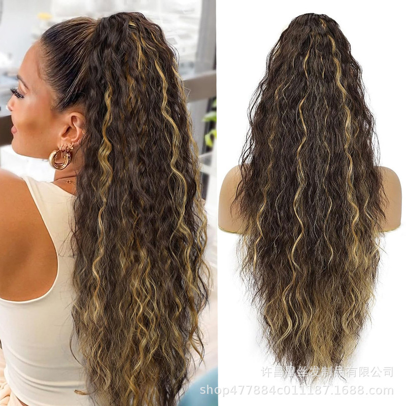 Xuchang ウィッグ 30 インチクリップポニーテール水波紋ロング巻き毛ふわふわポニーテールヘアエクステンションポニーテールヘア|undefined