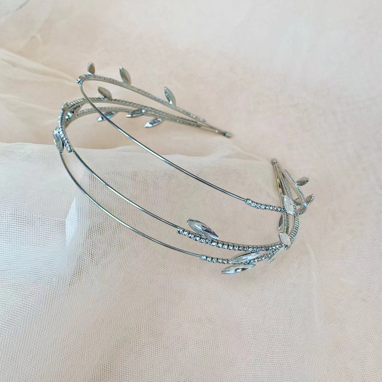 Fashion Leaf Iron Inlay Rhinestones Hair Band