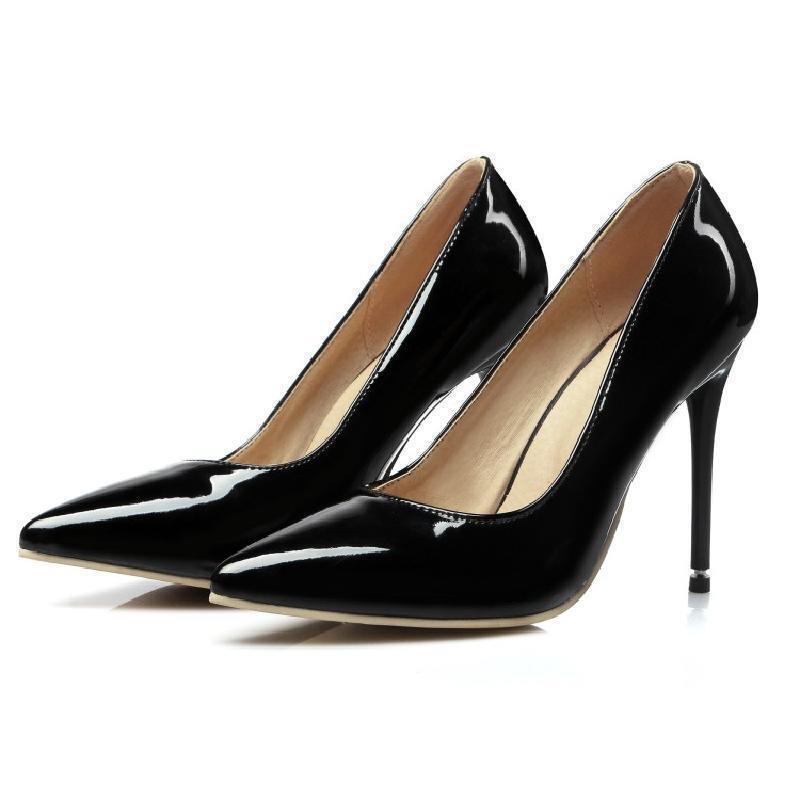 Pointed stiletto heels low-cut single shoes ladle shoes large size women's shoes 40-434142444546 foreign trade