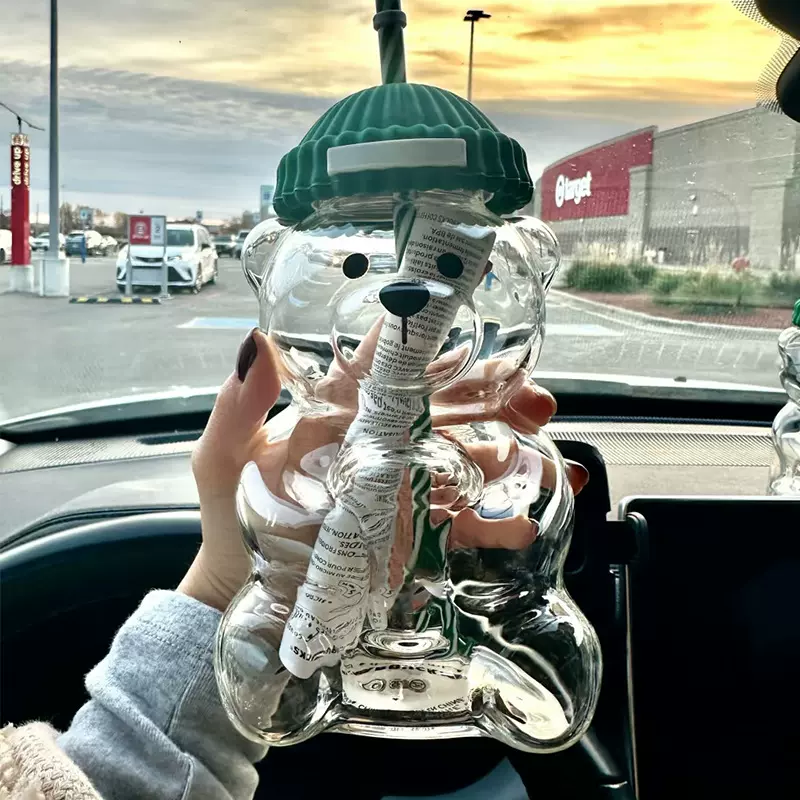 跨境爆款Glass Bear Cup Limited Edition高硼硅玻璃小熊咖啡杯子