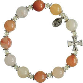 新款欧美十字架铜串珠手链天然石弹性手饰感恩节家人朋友礼物饰品