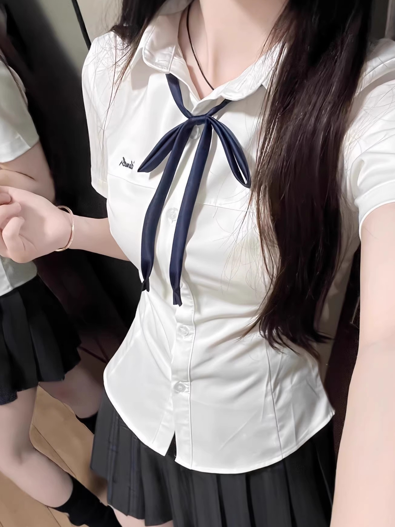 Japanese fitted brace, summer shirt, white uniform, JK style (Japanese school style)