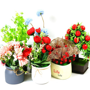 Mixed simulation flower potted simulation bonsai potted home New Year decorations wholesale 10 yuan supply stall
