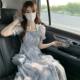 2025 French Tea Break Bubble Sleeve Floral Long dress Women's Summer Sweet Elegant Tight Waist Slim A Word