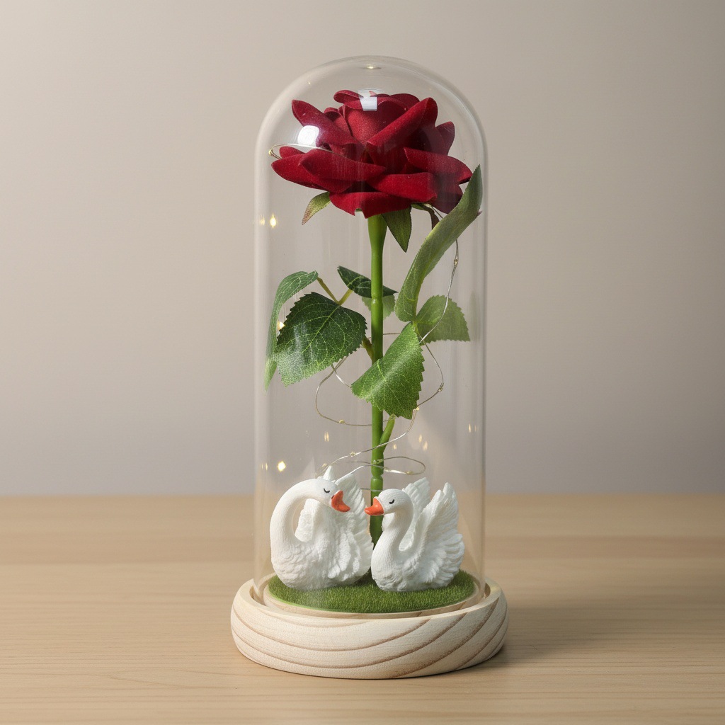 Rosa roja + cisne blanco + tronco