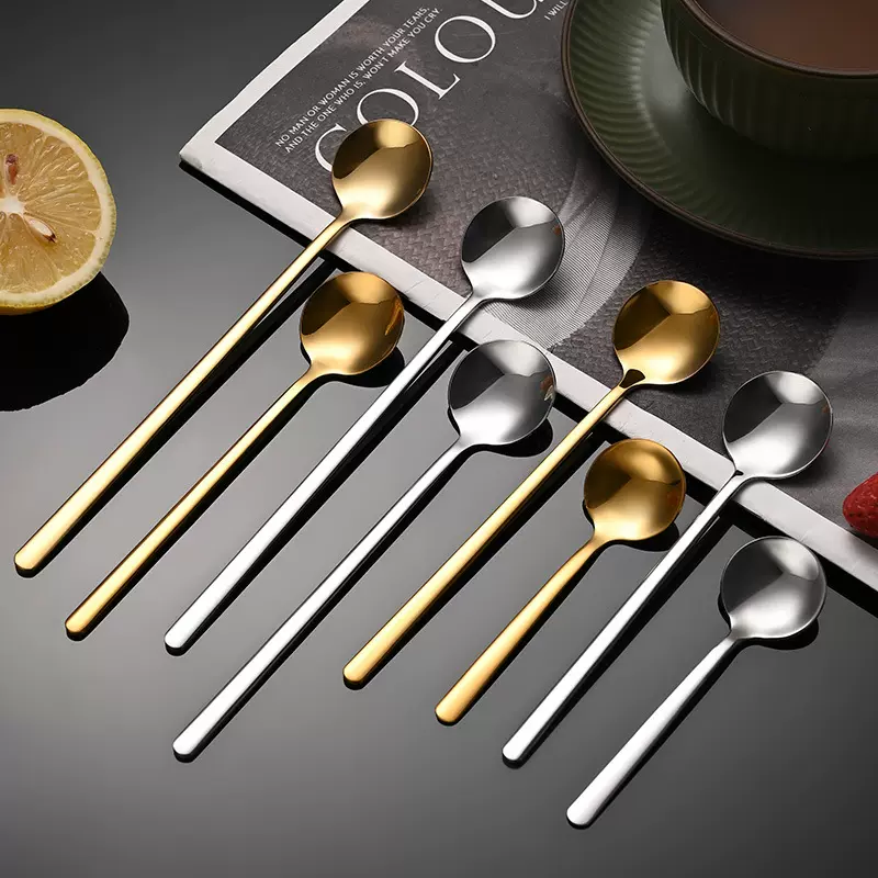 304不锈钢勺子长柄咖啡勺小圆勺燕窝甜品勺蜂蜜勺马克杯搅拌勺子