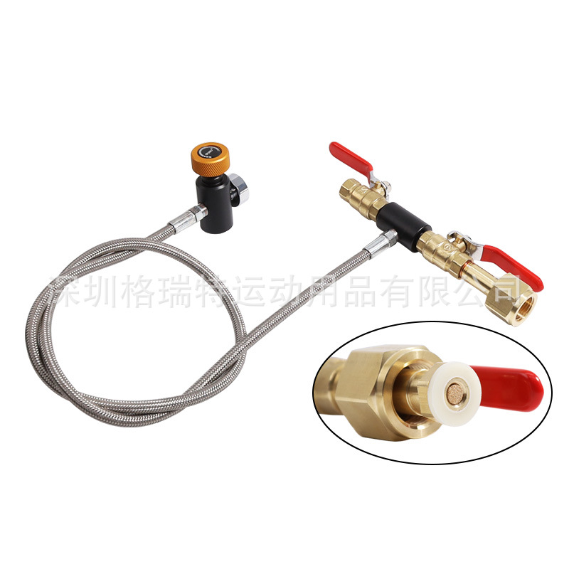 批发36英寸双阀苏打水充气管过气管带过滤网苏打ASA接头带压力表