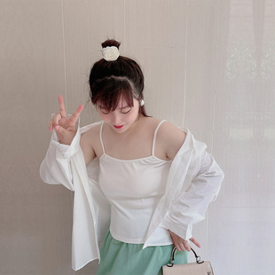 37585 plus size Women's Elegant Base White Camisole Inner Wear chubby girl Slim Sleeveless Top for Women