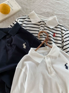 Футболка polo, осенняя летняя одежда, детский лонгслив для отдыха, с вышивкой, оверсайз