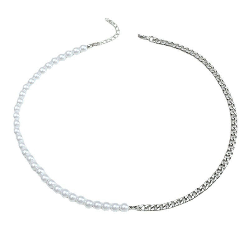 Colar de pérolas vintage para homem simples e versátil_voghion.com