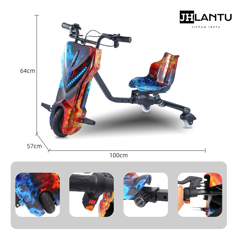 Selección estricta de triciclos eléctricos a la deriva para adultos V retráctil larga duración go-kart balanceo coche de batería