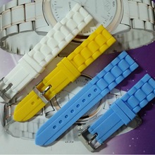 黑色白色 20头三珠表带 硅胶表带 20mm日内瓦表带硅胶礼品手表
