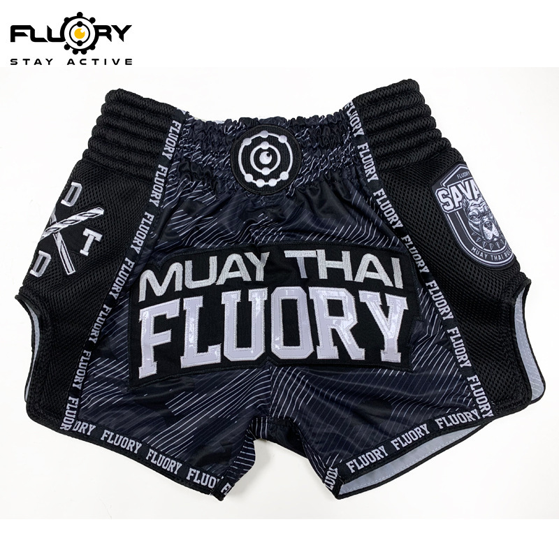 FLUORY Fire Muay Thai Shorts Training Competition Fighting Fighting Shorts Men's Adult Boxing Sanda Suit