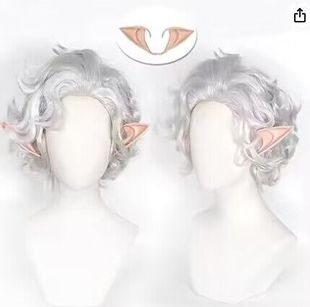 Baldur's Gate 3 Baldur's Gate 3 Game Wig Silver White Small Curly Asdaren Wig