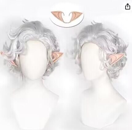 博德之门3 Baldur's Gate 3游戏假发银白小卷阿斯代伦假发