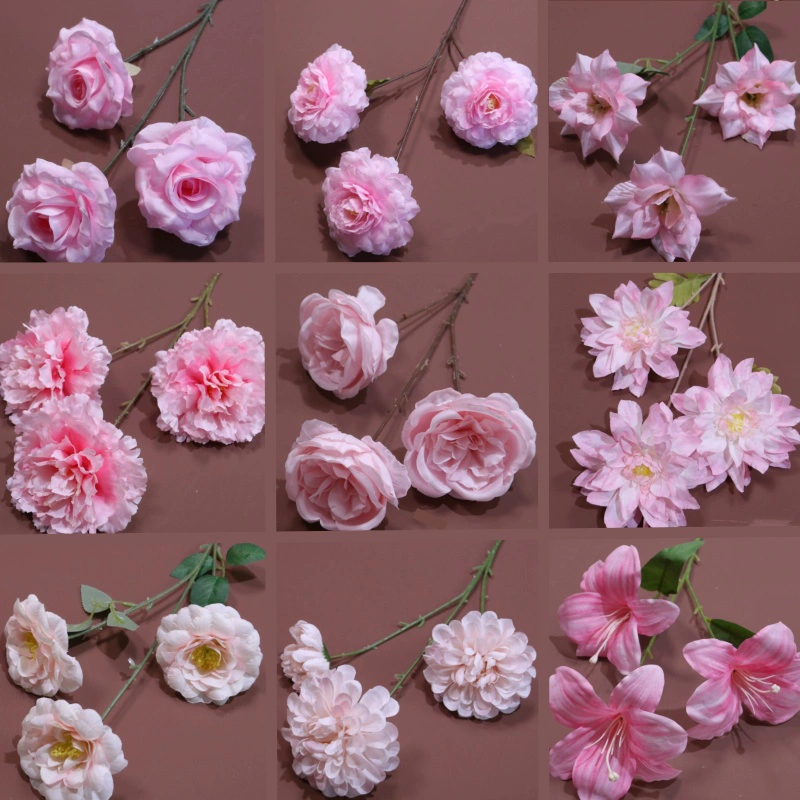 Розовый свадебный зал, искусственные цветы: пионы, хризантемы, гортензии, снежные вишневые цветы, потолочный туман, эвкалипт, листья ивы.