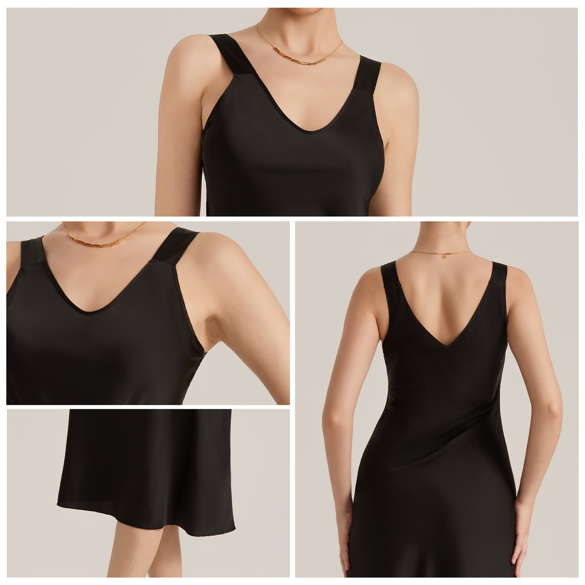 Amazonas damas satén largo vestido de pijama de cinturón vestido de pijama sin mangas de cuello en V sexy vestido de pijama de cinturón ancho SQ25926